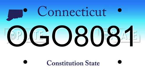 OGO8081 Connecticut License Plate