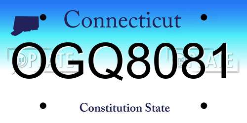 OGQ8081 Connecticut License Plate