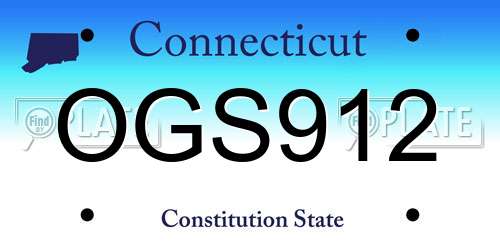OGS912 Connecticut License Plate