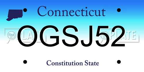 OGSJ52 Connecticut License Plate