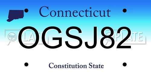 OGSJ82 Connecticut License Plate