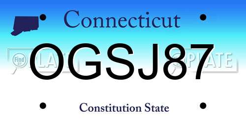 OGSJ87 Connecticut License Plate