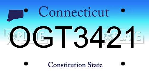 OGT3421 Connecticut License Plate
