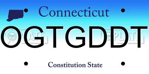 OGTGDDT Connecticut License Plate