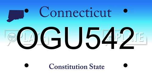 OGU542 Connecticut License Plate