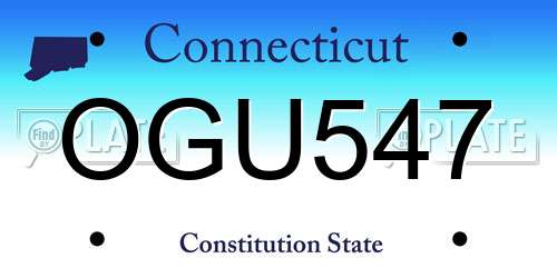 OGU547 Connecticut License Plate