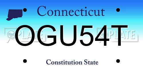 OGU54T Connecticut License Plate