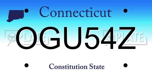 OGU54Z Connecticut License Plate