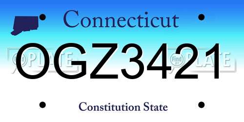 OGZ3421 Connecticut License Plate