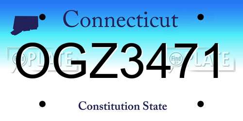 OGZ3471 Connecticut License Plate