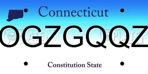 OGZGQQZ Connecticut License Plate