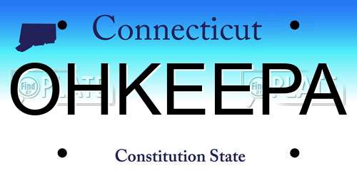 OHKEEPA Connecticut License Plate