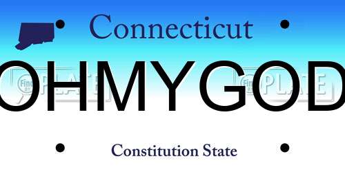 OHMYGOD Connecticut License Plate