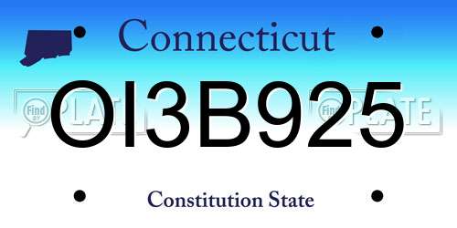OI3B925 Connecticut License Plate