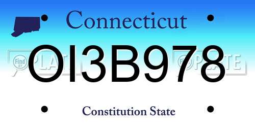 OI3B978 Connecticut License Plate