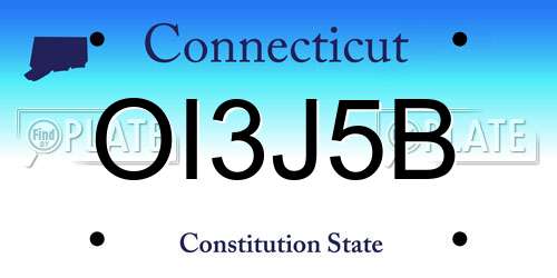 OI3J5B Connecticut License Plate