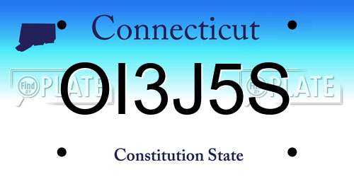 OI3J5S Connecticut License Plate