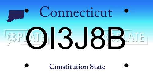 OI3J8B Connecticut License Plate