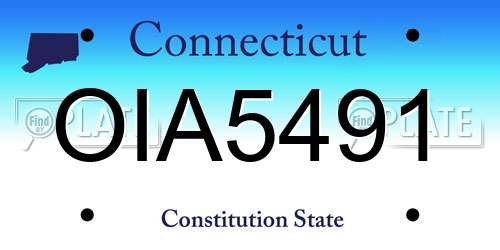 OIA5491 Connecticut License Plate