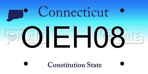OIEH08 Connecticut License Plate
