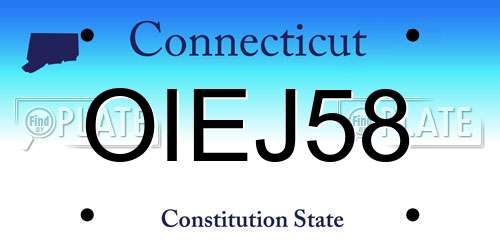 OIEJ58 Connecticut License Plate