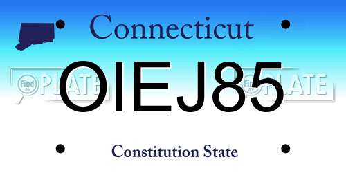 OIEJ85 Connecticut License Plate
