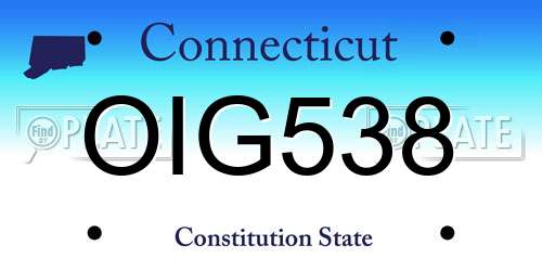 OIG538 Connecticut License Plate