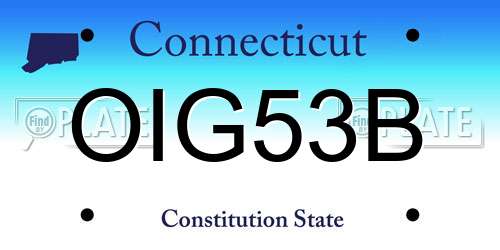 OIG53B Connecticut License Plate