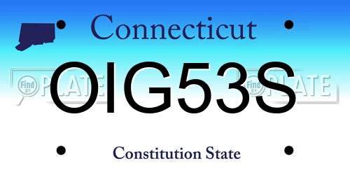 OIG53S Connecticut License Plate
