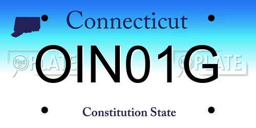 OIN01G Connecticut License Plate