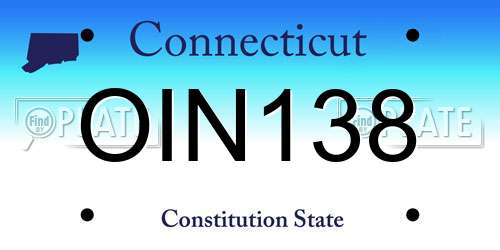 OIN138 Connecticut License Plate