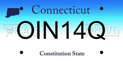 OIN14Q Connecticut License Plate
