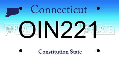 OIN221 Connecticut License Plate