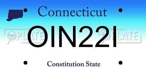 OIN22I Connecticut License Plate