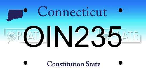 OIN235 Connecticut License Plate