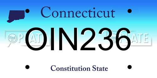 OIN236 Connecticut License Plate
