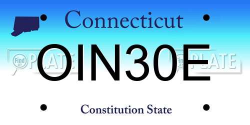 OIN30E Connecticut License Plate