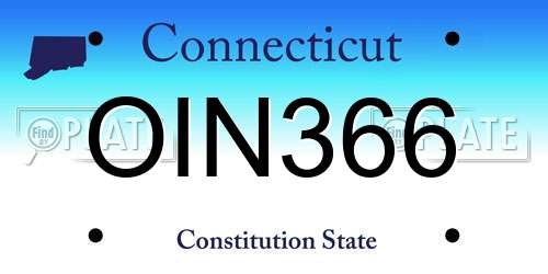 OIN366 Connecticut License Plate