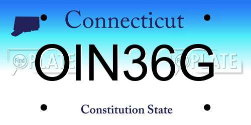 OIN36G Connecticut License Plate