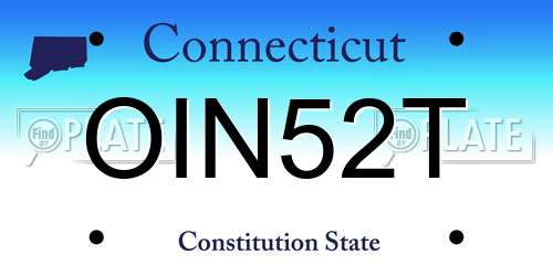 OIN52T Connecticut License Plate