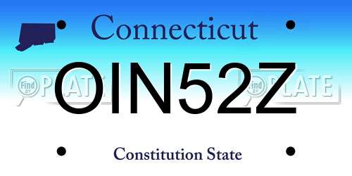 OIN52Z Connecticut License Plate