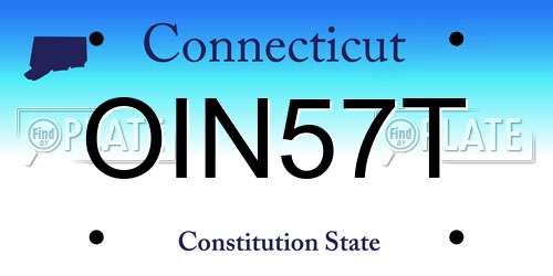 OIN57T Connecticut License Plate