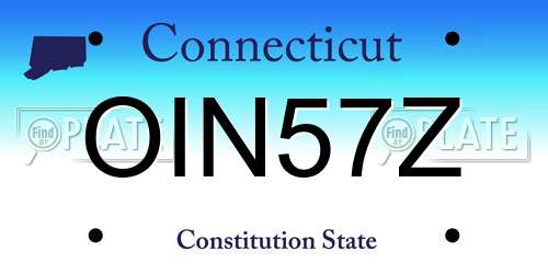OIN57Z Connecticut License Plate