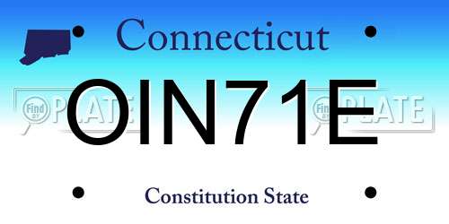 OIN71E Connecticut License Plate