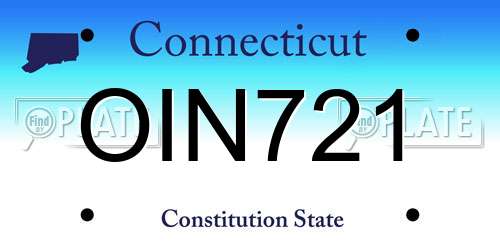 OIN721 Connecticut License Plate