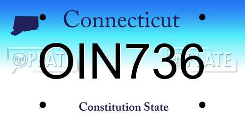 OIN736 Connecticut License Plate