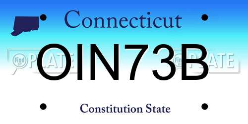 OIN73B Connecticut License Plate