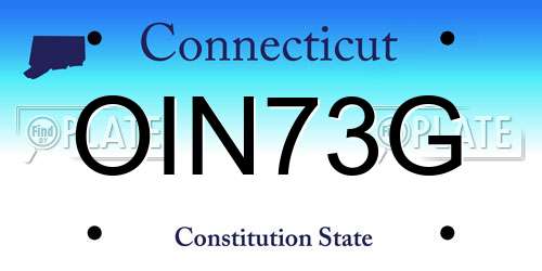 OIN73G Connecticut License Plate