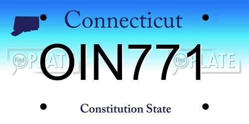 OIN771 Connecticut License Plate