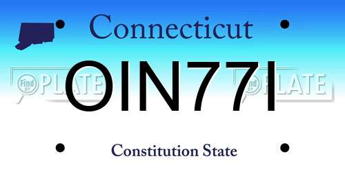 OIN77I Connecticut License Plate